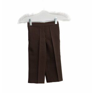 Boys Brown Dress Pants Solid Pull On Straight Dual Pocket Stretchable Waist 2